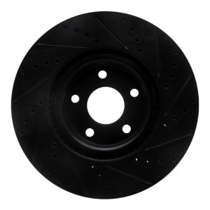 Ford Bronco Sport Brake Rotor (1) - Front Left - R1 Concepts - Drilled & Slotted - Black - `20-`25
